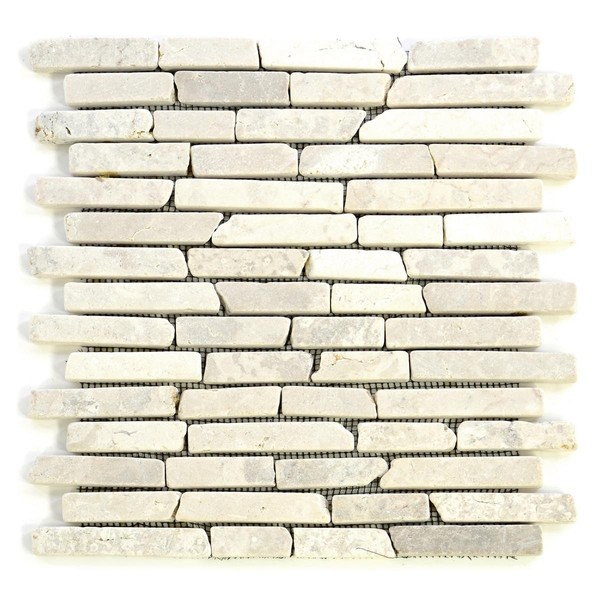 Divero 1 Fliesenmatte StäBchenmosaik Marmorfliese Naturstein Creme 29 X 32 Cm-image
