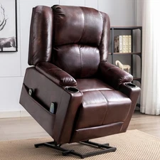 Power Lift Recliner for Elderly,Lift Chair with Heat and Massage,PU Recliner ...
