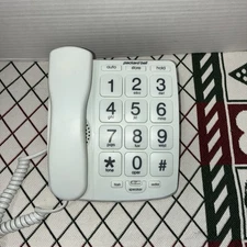 Large Number Big Button Telephone Handset White Home Phone with Speaker & Memory