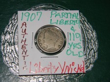 1907 Liberty Head V Nickel VF Very Fine U.S. 5c Type Coin (PARTIAL LIBERTY)