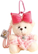 Plush Bear Heart Faux Pearl Bag Charm Keychain for Purse Handbag Women Gift