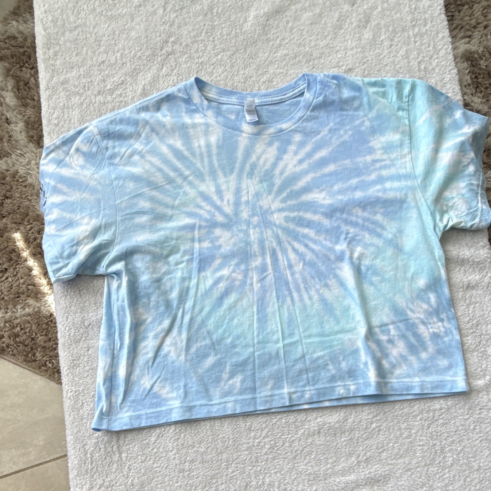 Colortone Blue White Tie-Dye Crew Neck Short Sleeve Knit T-Shirt Womens L