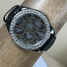 Guess Animalier Women W0056L1 Dress Pave Bezel Leather Quartz 40mm Watch 7"