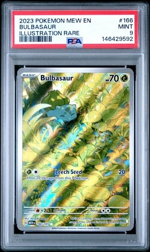2023 POKEMON MEW EN-151 ILLUSTRATION RARE #166 BULBASAUR PSA 9