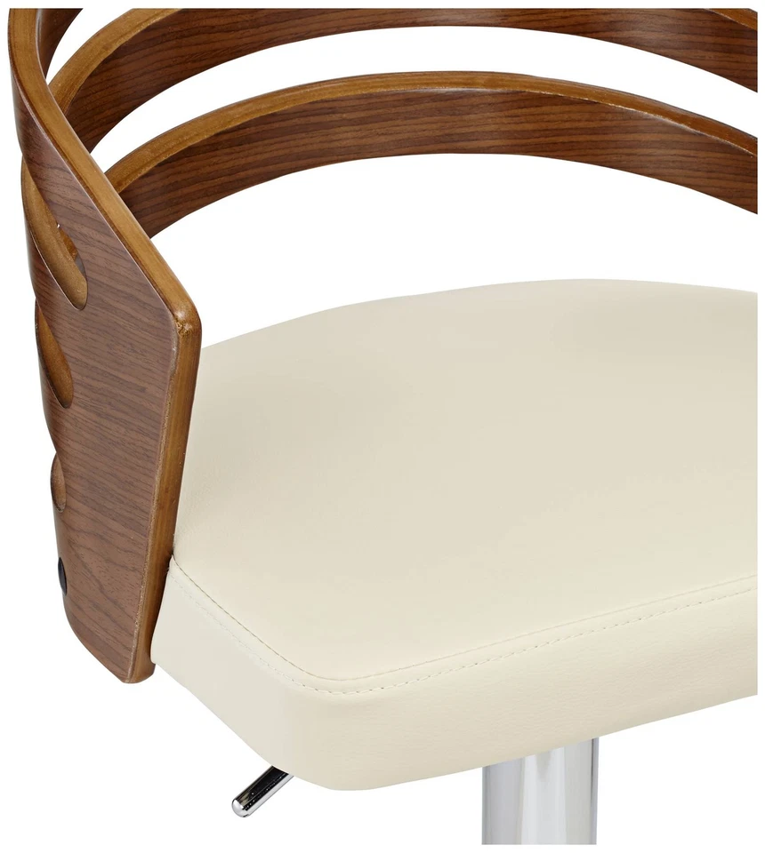 Walnut Swivel Bar Stool 33 3/4" High Cream Cushion for Kitchen Counter Island - Image 3 of 4