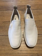 Franco Sarto Ivory Leather Loafers Flats Comfortable Slip Shoes On Size 6.5 New