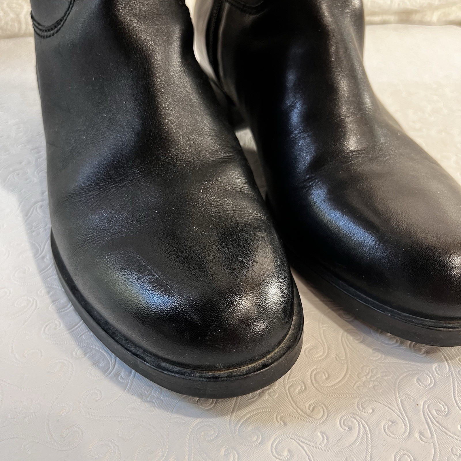 SAOLA Stivali equitazione alti Ecco Hobart pelle nera quattro fibbie zip suola strappo donna 41