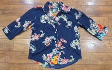 Lauren Ralph Lauren Navy  Floweral Sleepwear Pajama Button Top Womens L