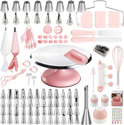 Professional Cake Decorating Kit - 138 Pieces with Turntable & Icing Tools