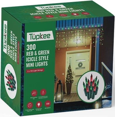Tupkee Christmas Icicle Lights   Red & Green 300 Shimmering Twinkle Light