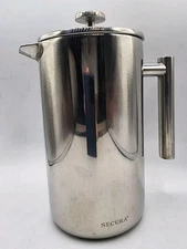 SECURA French Press Coffee Maker 34oz 304 Stainless Steel Insulated Used Arabica