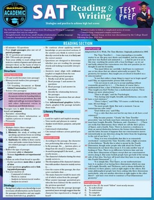 SAT Reading & Writing Test Prep: A Quickstudy Laminated Reference Guide by Tiffa