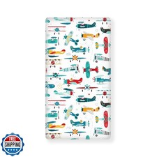 JEPFEIXIA Airplane Fitted Crib Sheet for Boys Girls Cute Airplanes Baby Sheet