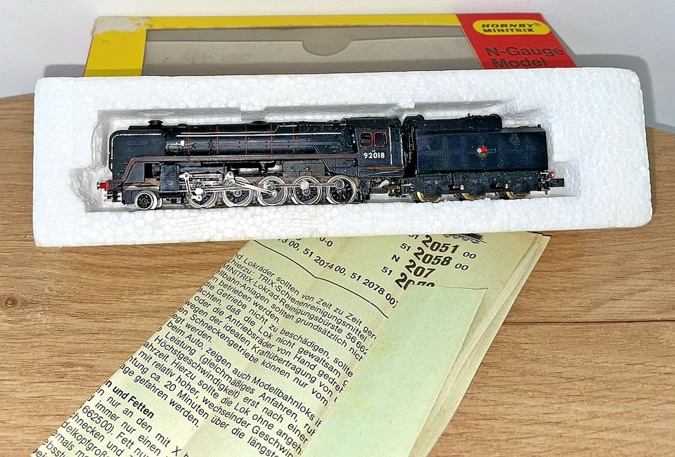 MINITRIX N.209 N GAUGE 2-10-0 9F STEAM LOCOMOTIVE 92018 - B.R. BLACK ...