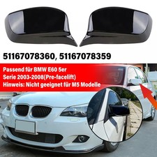 Paar M-Stil Spiegelkappen Außenspiegel Glanz Schwarz Für 2003-2008 BMW E60 E61
