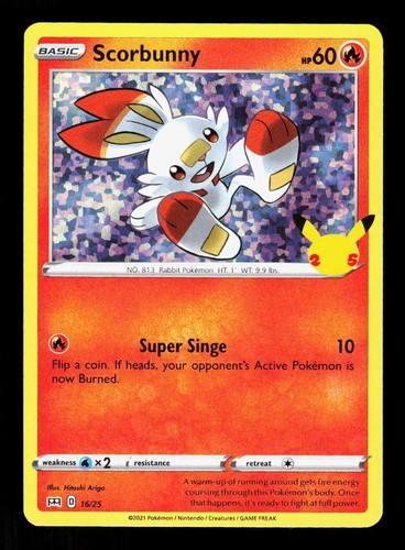 Scorbunny 16/25 McDonald's Collection 2021 Pokemon Foil NM