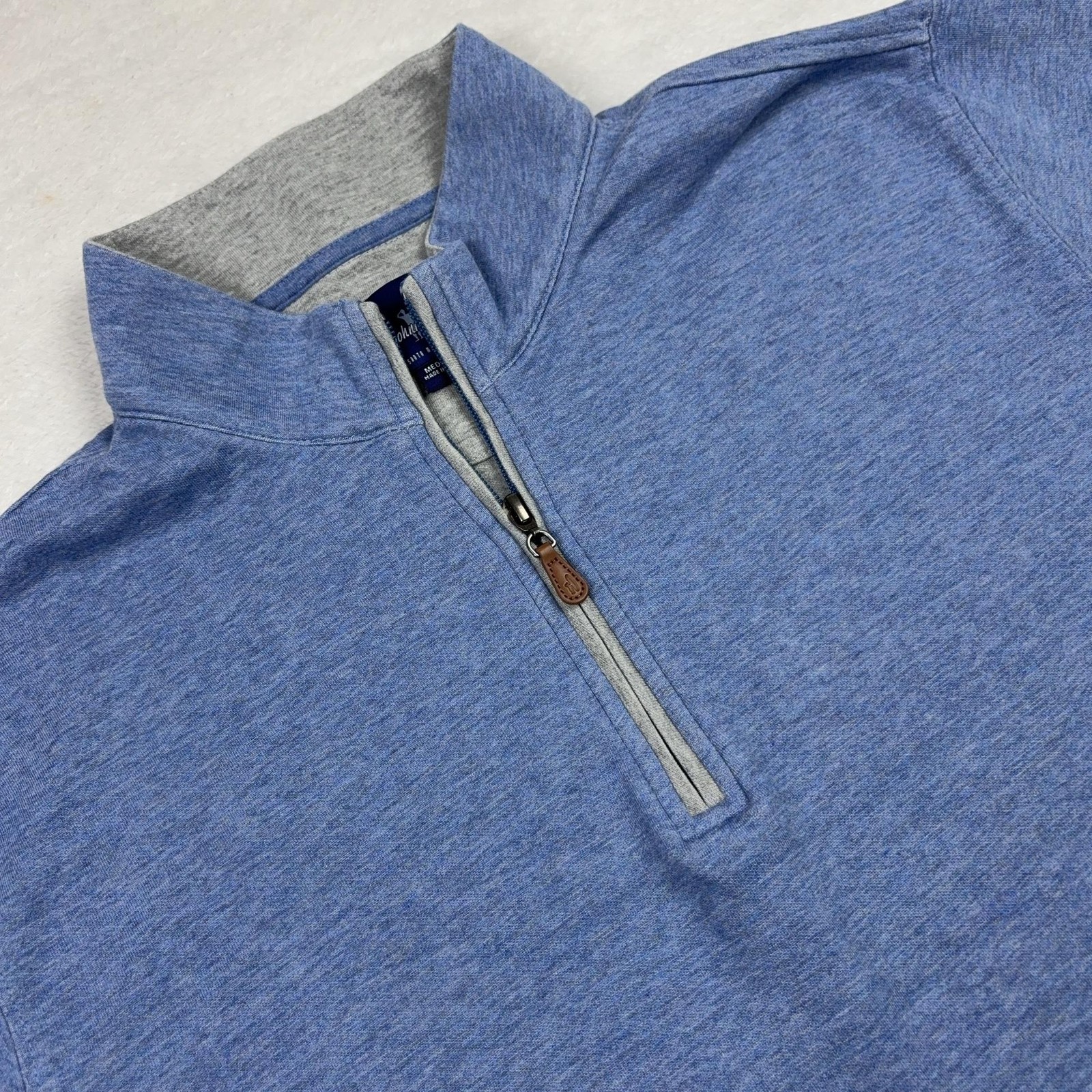 Johnnie-O Quarter Zip Pullover Shirt Mens M Blue Mock Neck Embroidered