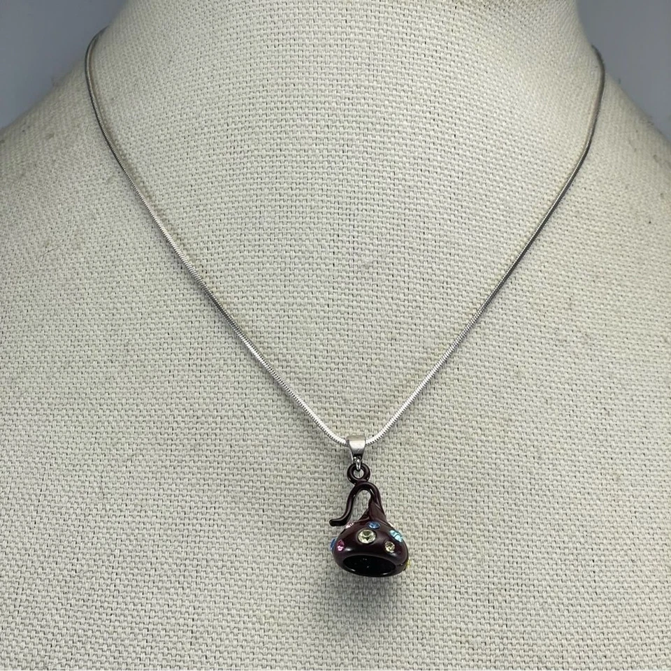 Collar Colgante Chapado en Oro Blanco Arco Iris Cristal Chispas de Chocolate Divertido Boho Funky Foto 2 de 4