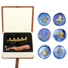 Wax Seal Stamp Kit, Plant Wax Seal Stamp Set with 6 PCS Removable Brass Heads a