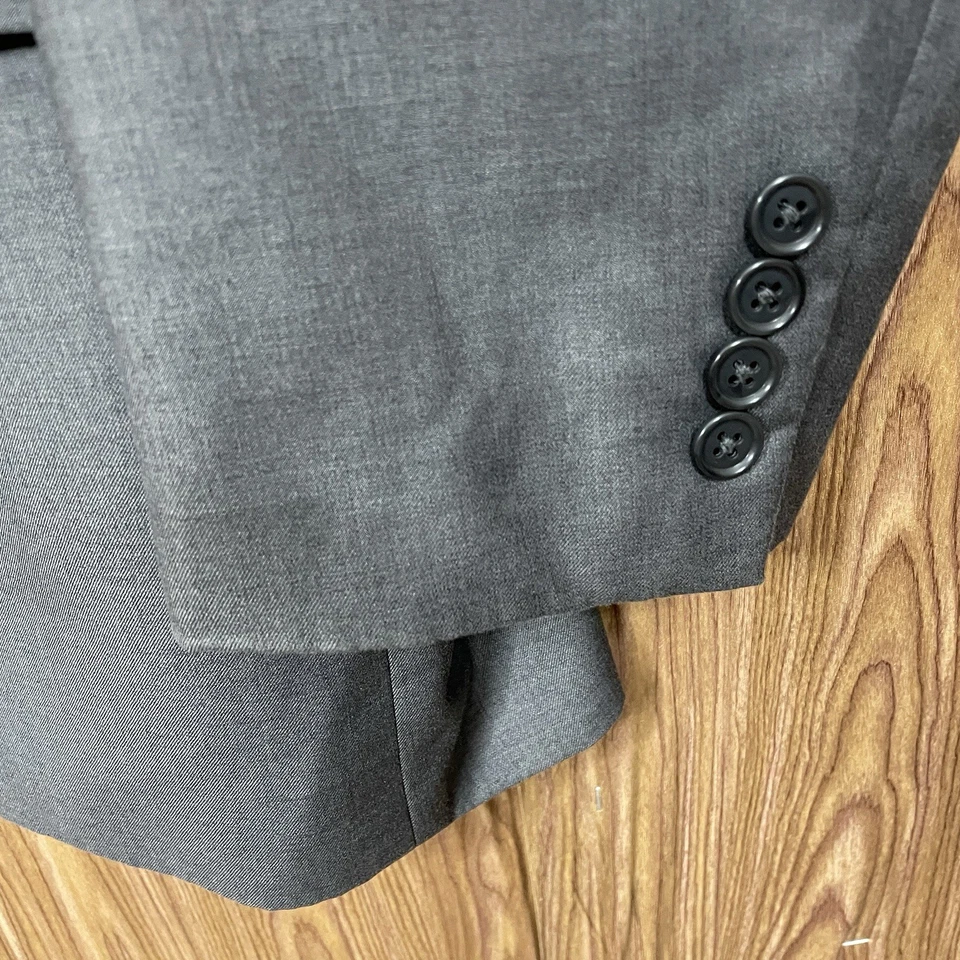 Andrew Fezza Blazer Jacket Mens 44L Gray Solid Polyester Rayon Double Vented - Image 3 of 4