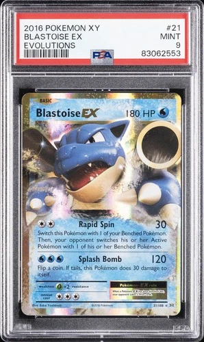 2016 POKEMON XY EVOLUTIONS #21 BLASTOISE EX PSA 9