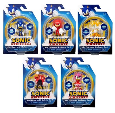 Sonic The Hedgehog Mini Figures & 2 Collectors Card 5 Pcs Set New