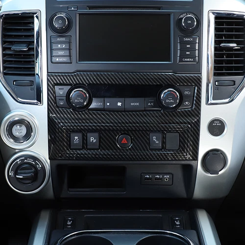 ABS Carbon Fiber Interior Dash Console Trim cover Set Fits Nissan Titan 2016-24 - Picture 12 of 27