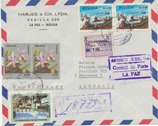 Bolivia 1973/4 3 Pra.-R-Lupo-Bf n Hanover with various RA3 postage control stamps