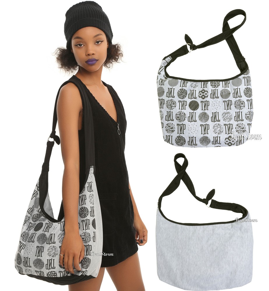 Licensed 21 Twenty One Pilots Grey Top Logo & Circles Hobo Bag Tote Purse NWT