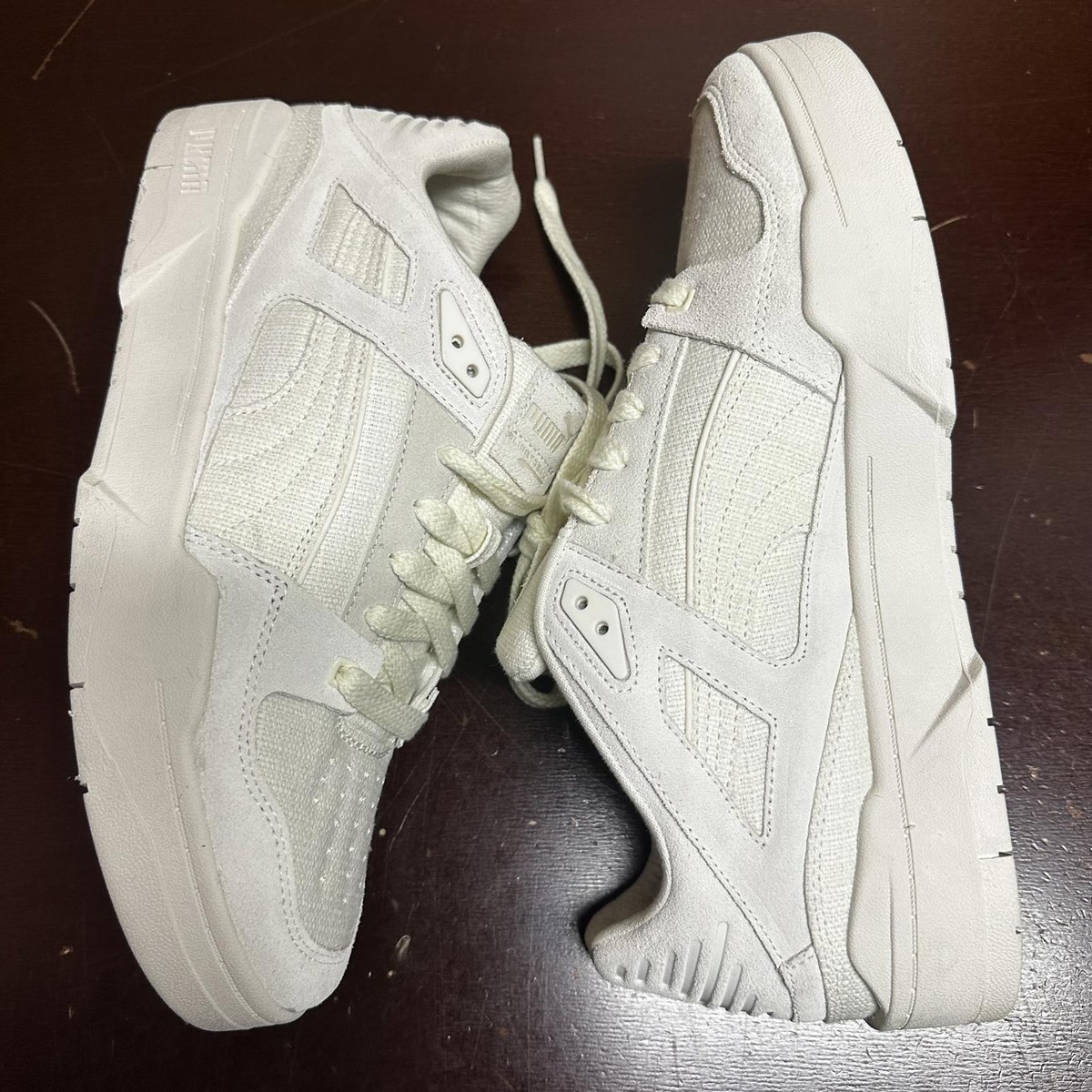 Puma Slipstream Blank Canvas Lace Up Mens White Sneakers sz 