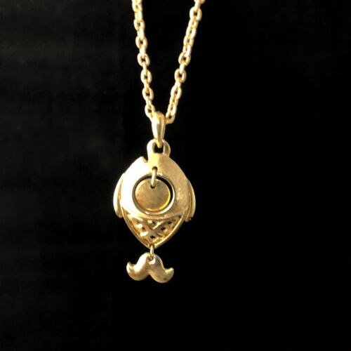 Collar Colgante Pez Funky Articulado Tono Dorado Vintage 18" - Imagen 4 de 6