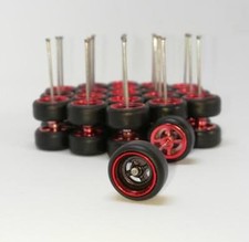 4 Spoke Long Axle Rubber Tire - 10 Sets Jdm Black Red Line 4 Spoke Long Axle Rubber Tire - 10 Sets Jdm Black Red Line