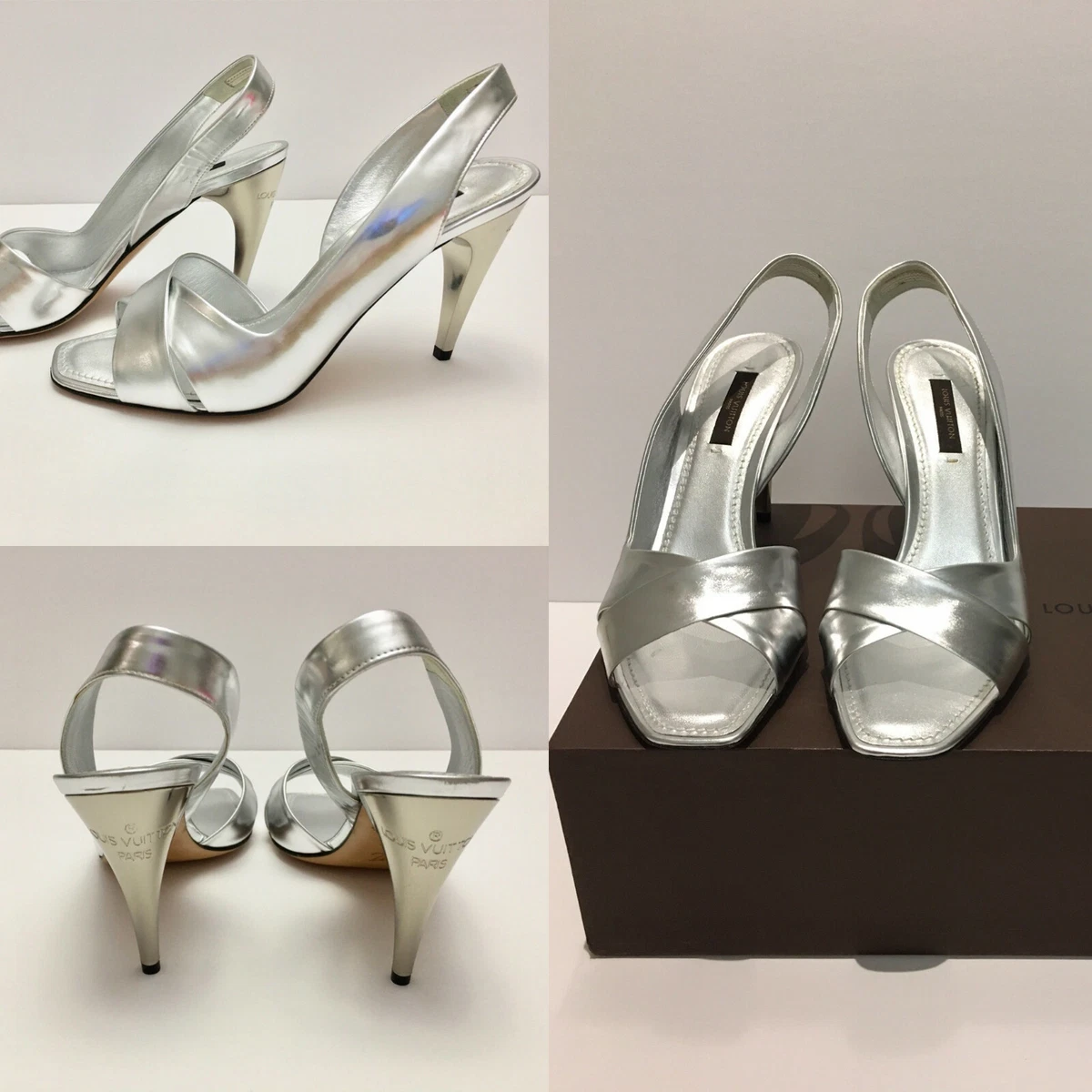 louis vuitton silver heels