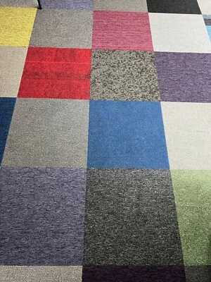 RHINOS AUTOSTYLING 20 x Random Colours Carpet Tiles 5m2 Heavy Duty Commercial Luxury Garage Porch