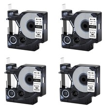 4PK 3/8" IND Heat-Shrink Tube Black on White 18053 Compatible DYMO Rhino 5200