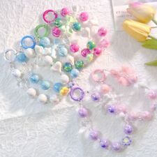 Beaded Flower Phone Chains - Bowknot Wrist Chain Lanyard Women Fashion Keychains