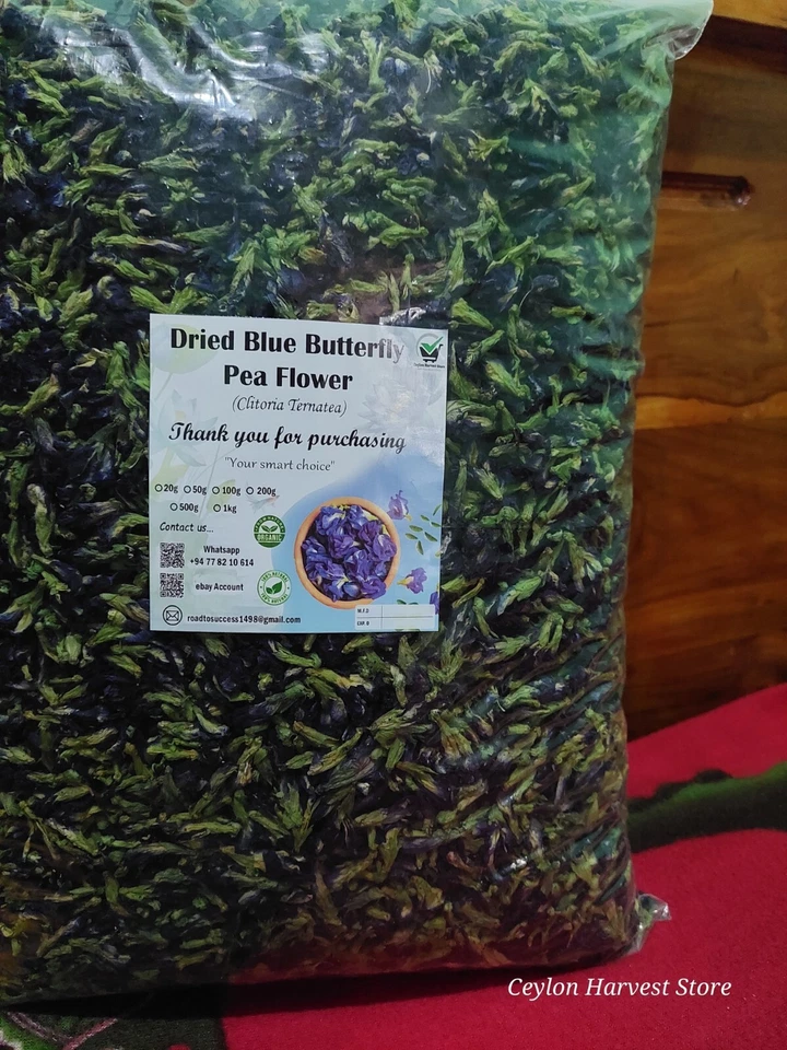 Chá de ervas 5 kg orgânico puro azul borboleta ervilha flor clitóris ternatea - Imagem 3 de 4