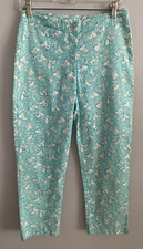 Vintage Lilly Pulitzer Cropped Pant Blue Salty Pelican Cotton Blend Size 4