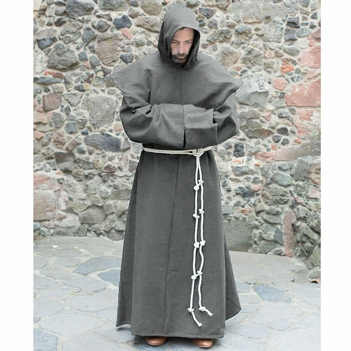 Renaissance Men Medieval Priest Monk Robe+Hooded Shawl Halloween Cosplay Costume - Bild 13 von 16