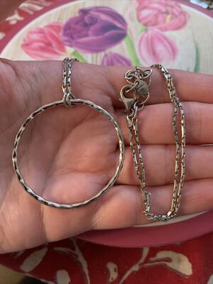 DESIGNER NETAYA 925 ITALIEN GROSSER KREIS MODERNIST STERLINGSILBER ANHÄNGER HALSKETTE