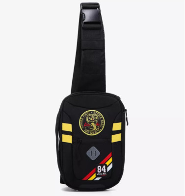 NWT Cobra Kai Sling Backpack Bag Black Bioworld 7'' x 2'' x 11''