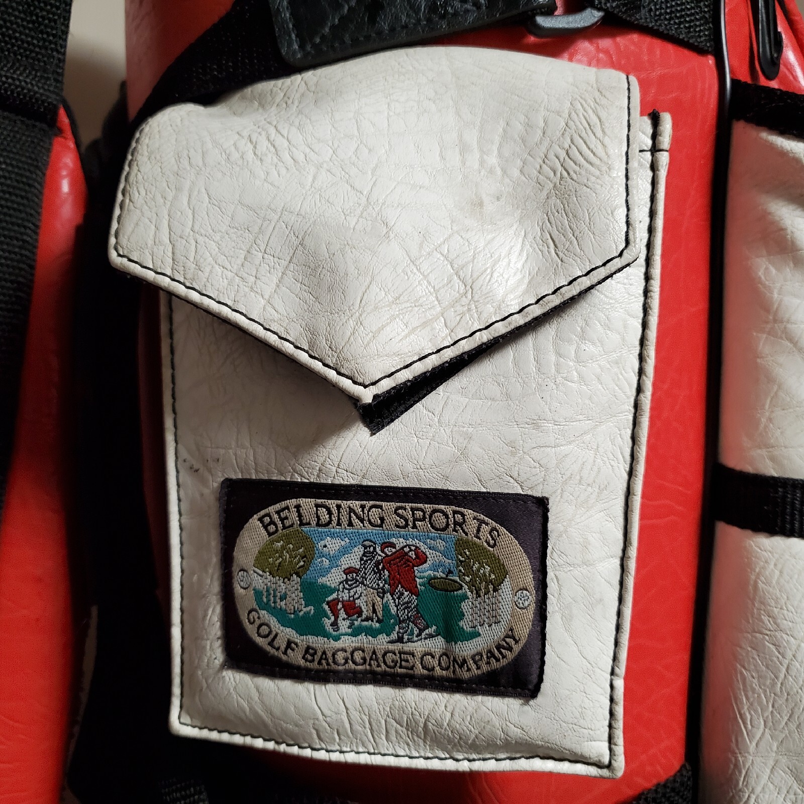 Vintage Belding Sports Leather Golf Bag Bushwhacker TeAmo Cigars Red