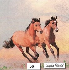 (56) TWO Individual Paper Luncheon Decoupage Napkins - WILD HORSES, GALLOP