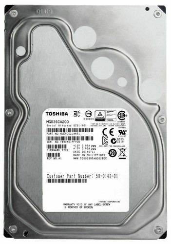 FESTPLATTE TOSHIBA MG03SCA200 2TB 7200U/min 64MB CACHE SAS-2 6Gbps 3.5'' Zoll - Bild 1 von 3