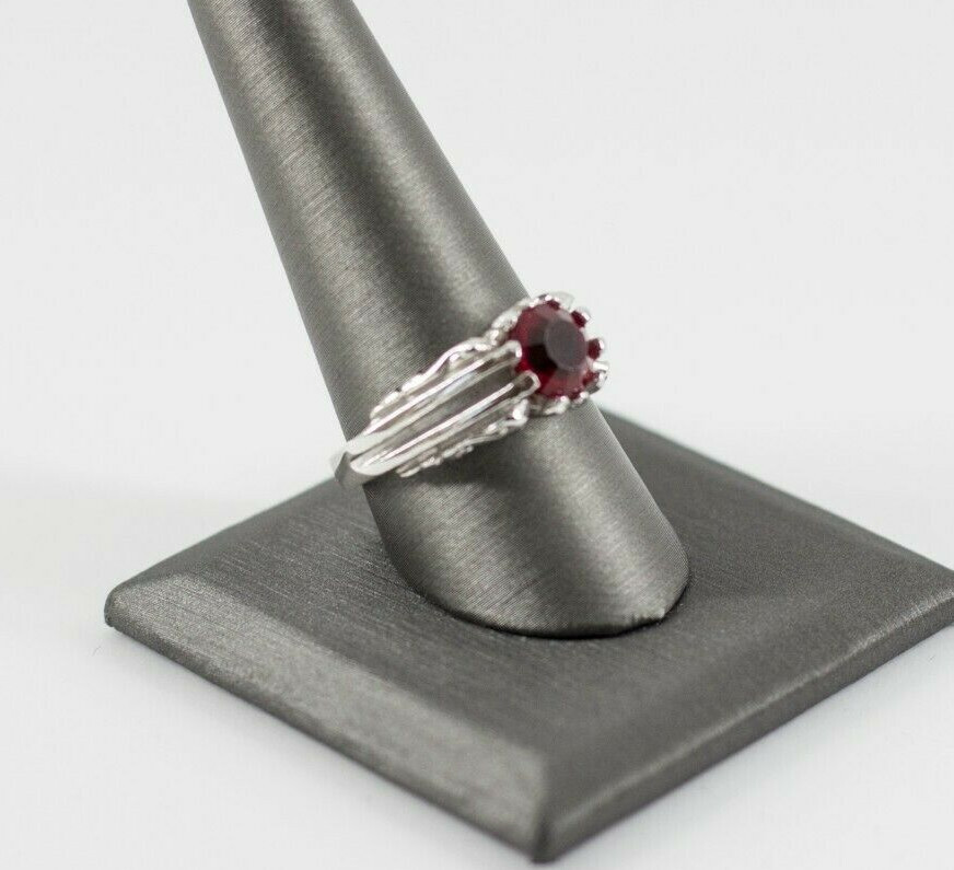 SETA~925 Sterling Silver -Statement Ring with Red… - image 6