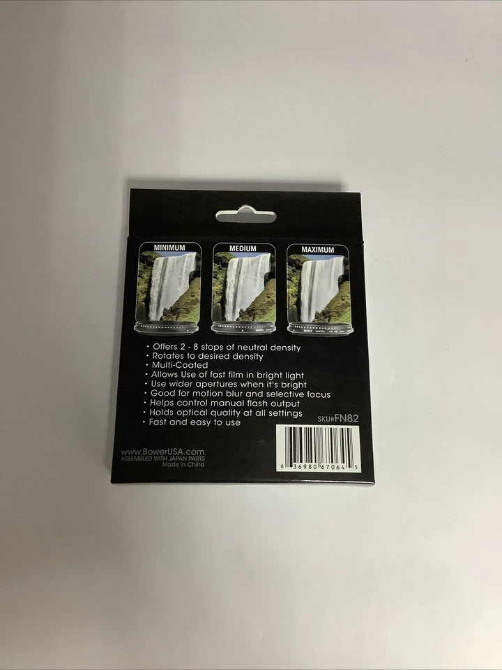 Bower 82mm Variable Neutral Density (ND) Filter - 2 to 8 Stops #FN82 - Image 2 of 2
