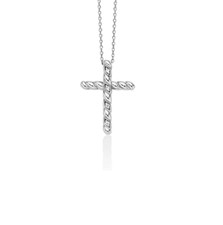 Collana Miluna Donna Oro Bianco 9 ct Croce e Diamanti1,12 ct _CLD4682X