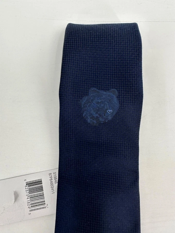 Tommy Hilfiger Neck Tie Bear Tonal Silk Blend Navy Blue Men NEW NWT N22 - Image 2 of 4