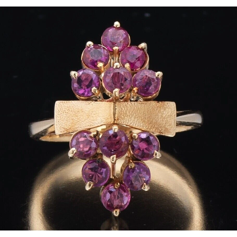 14K YELLOW GOLD AND RUBY CLUSTER RING SIZE 8.25 SKY - Image 3 of 4