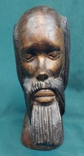 Old Vintage Hand Carved Bearded Ethnic Man Figure Wood Carving Statue Sculpture